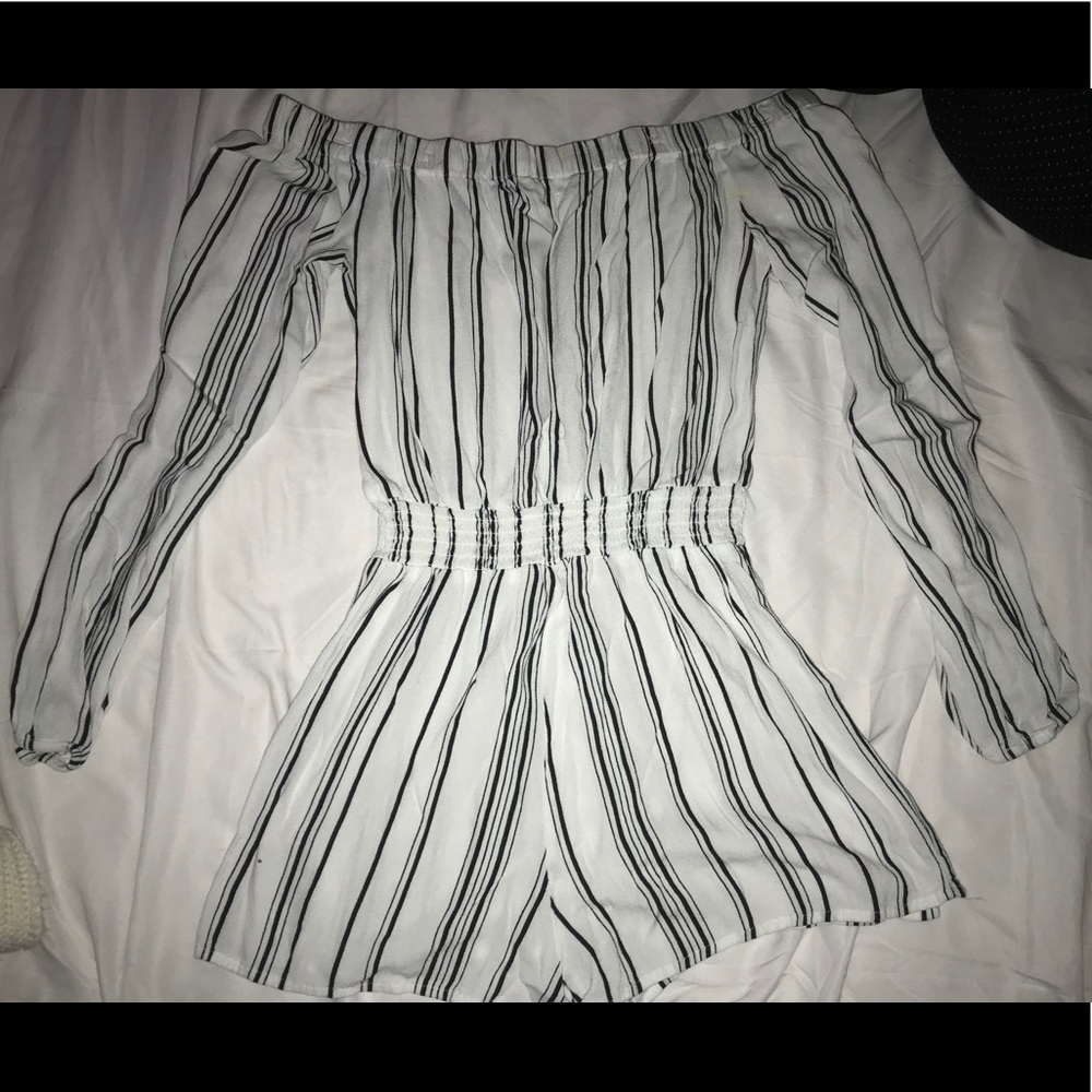 black & white stripe romper
